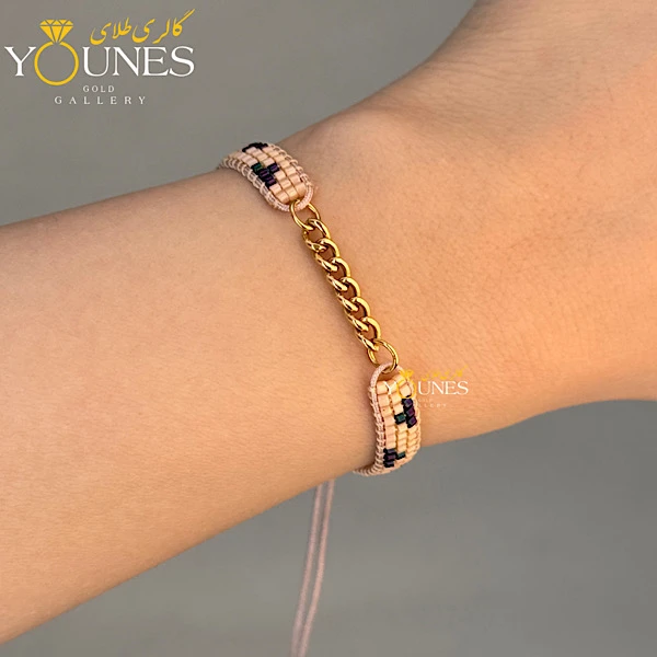 دستبند میوکی  کارتیر طلا کرم مشکی